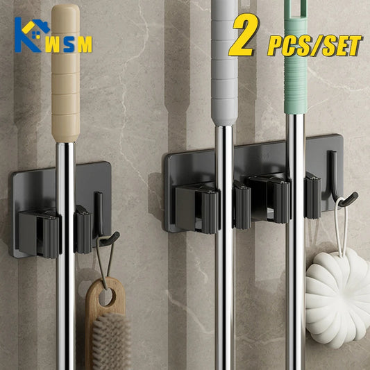 Wall-Mounted Broom & Mop Holder